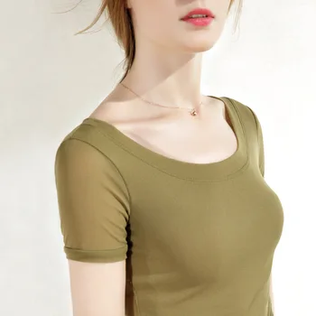 

2020 Summer Women Tshirt Casual Solid Color Round Neck Short Tshirt For Girls