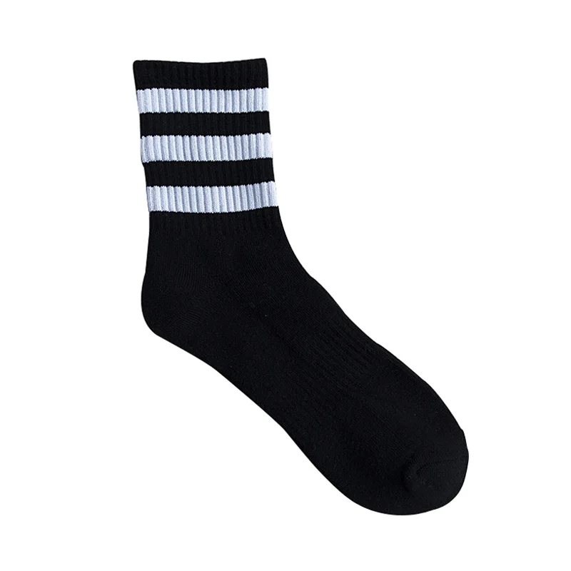 

2020 Trend Stripe Men Mid Tube socks Sports Casual Cotton Men Socks Spring Autumn Wild Men's Socks Black White