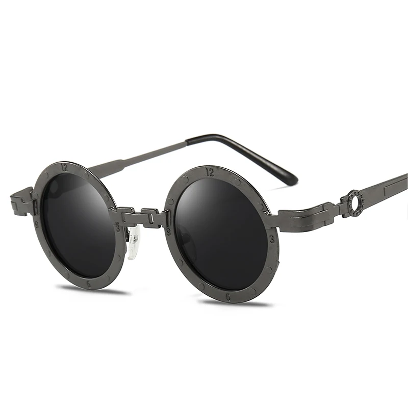 C1 Gun Gray HBK,, готические, стимпанк, солнцезащитные очки для мужчин и женщин, круглая металлическая оправа, солнцезащитные очки, Ретро стиль, классический бренд, дизайнерские, затемненные очки - Цвет линз: C1 Gun Gray