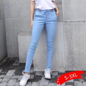 

Streetwear Harem Pants Capri Trousers Women Linen Leggings Summer Lady Casual Plus Size Stretch Long Slim Pantalon Femme