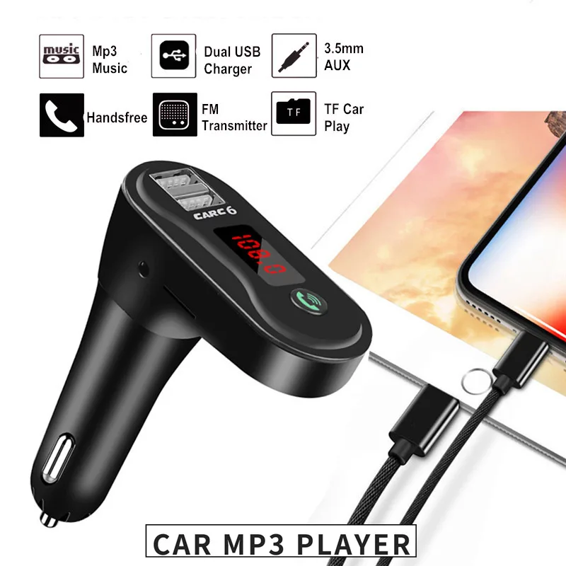 Bluetooth fm-передатчик модулятор громкой связи автомобильный комплект TF карта 3,5 мм AUX MP3-плеер адаптер двойной USB телефон зарядное устройство для автомобиля радио