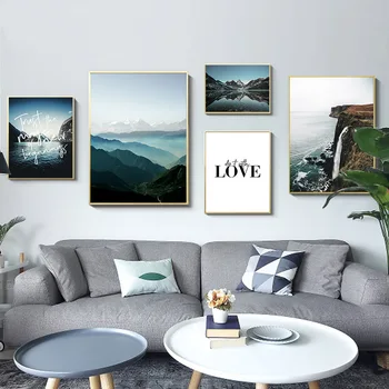 

Nature Landscape Poster Nordic Style Mountain Love Quotes Print Wall Art Picture Canvas Painting Scandinavian Home Decoration