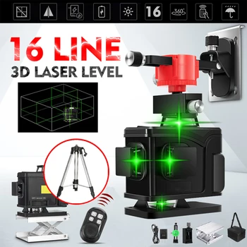

16 Green Lines Laser Level+Tripod 3D Self-Leveling 360 Horizontal And Vertical Cross Outdoor Powerful Laser Beam Line