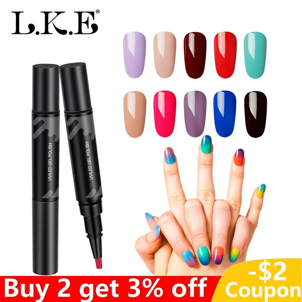 

LKE 5ml UV/LED Nail Gel Polish 60 Colors Semi Permanent Nail Varnish Brush Pen Soak Off 10 seconds fast drying Gel Lacquer