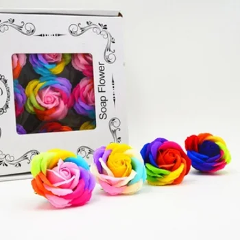 

6 Color Gift Box Artificial Rose Plast Floral Gift Flower Petal Valentine'S Day Hotel Decor Party Colorful Emulational Beautiful