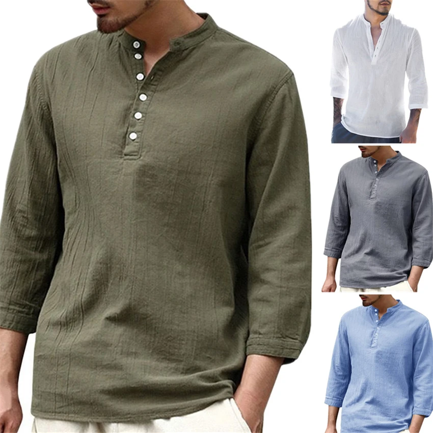 

Mens Chinese Style T-shirt Traditional Kung Fu Hanfu Solid Long Sleeve Wu Tang Suit Cheongsam Tops Men Clothing S-2XL