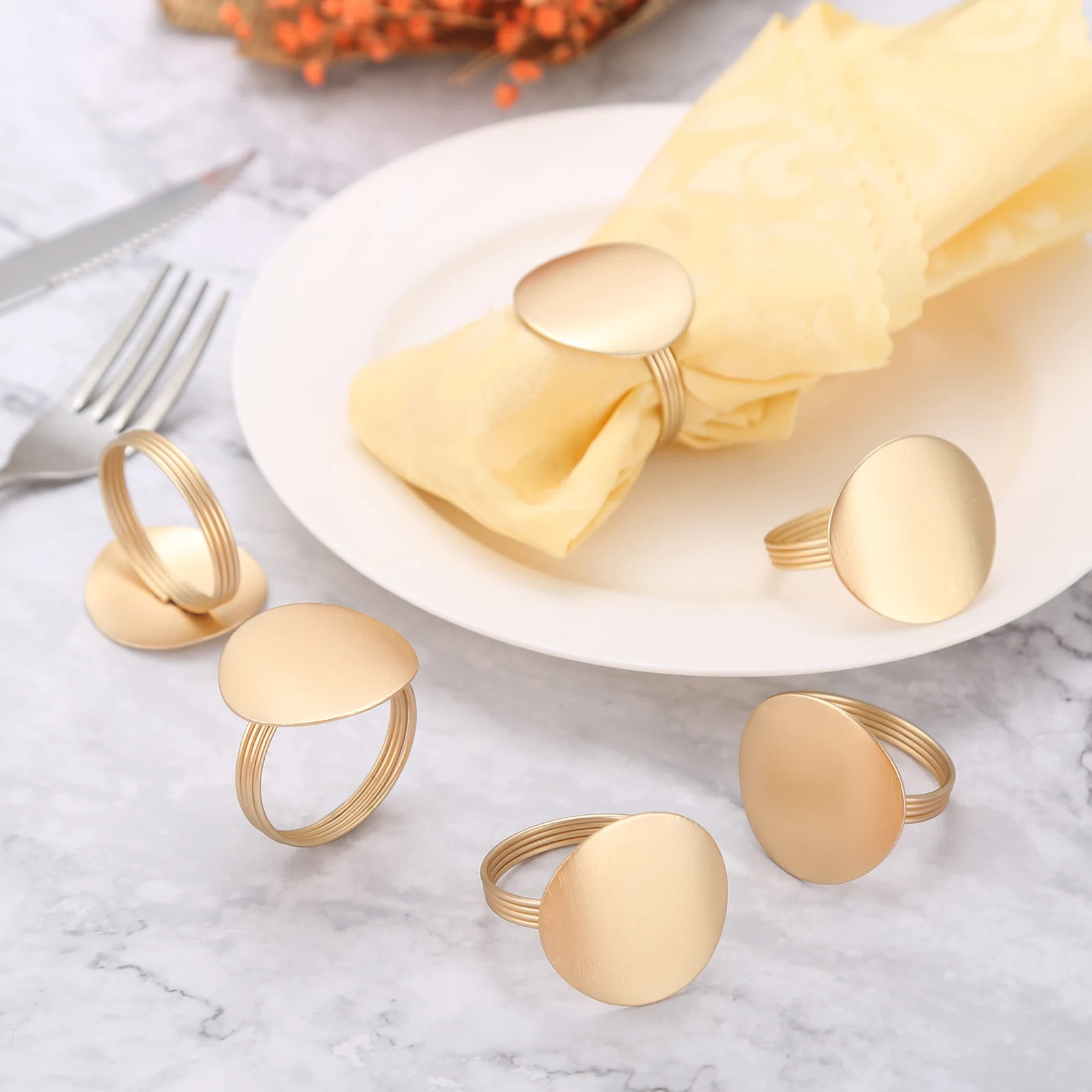 

6pcs Simple Round Metal Napkin Button Hotel Banquet Dinner Table Cloth Ring Napkin Rings Buckle Holder Party Wedding Decoration