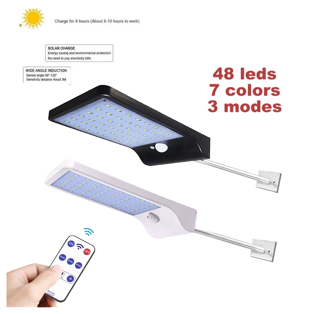 

remote 48/36 led Human Infrared PIR Motion Sensor Street Yard Path Home Garden Security solar wall spot flood Lamp Light