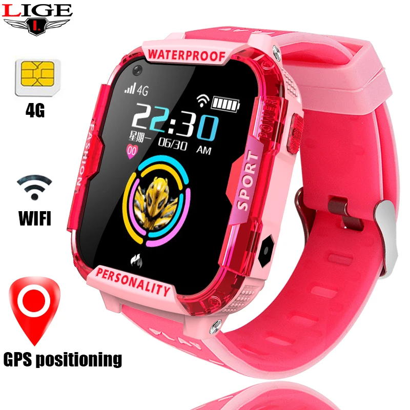 LIGE 4G Smart Watch Kids Phone Watch GPS WI-FI Child Student Smart Watch SOS Video Call Monitor Tracker Pedometer Sleep Monitor