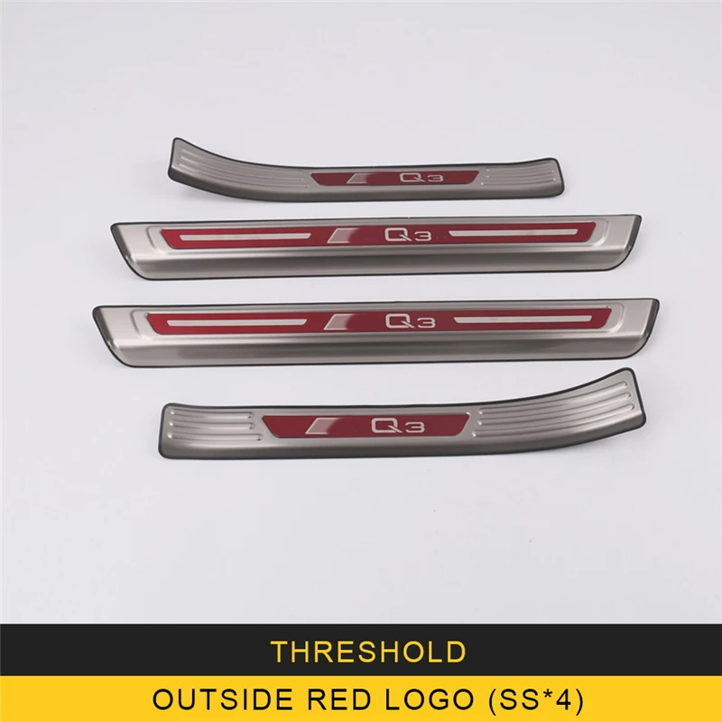 outside red logo Карманго, автомобильный Стайлинг, порог порога, накладка, защита, добро пожаловать, наклейки на педали, внешние аксессуары для Audi Q3 F3 - Название цвета: outside red logo