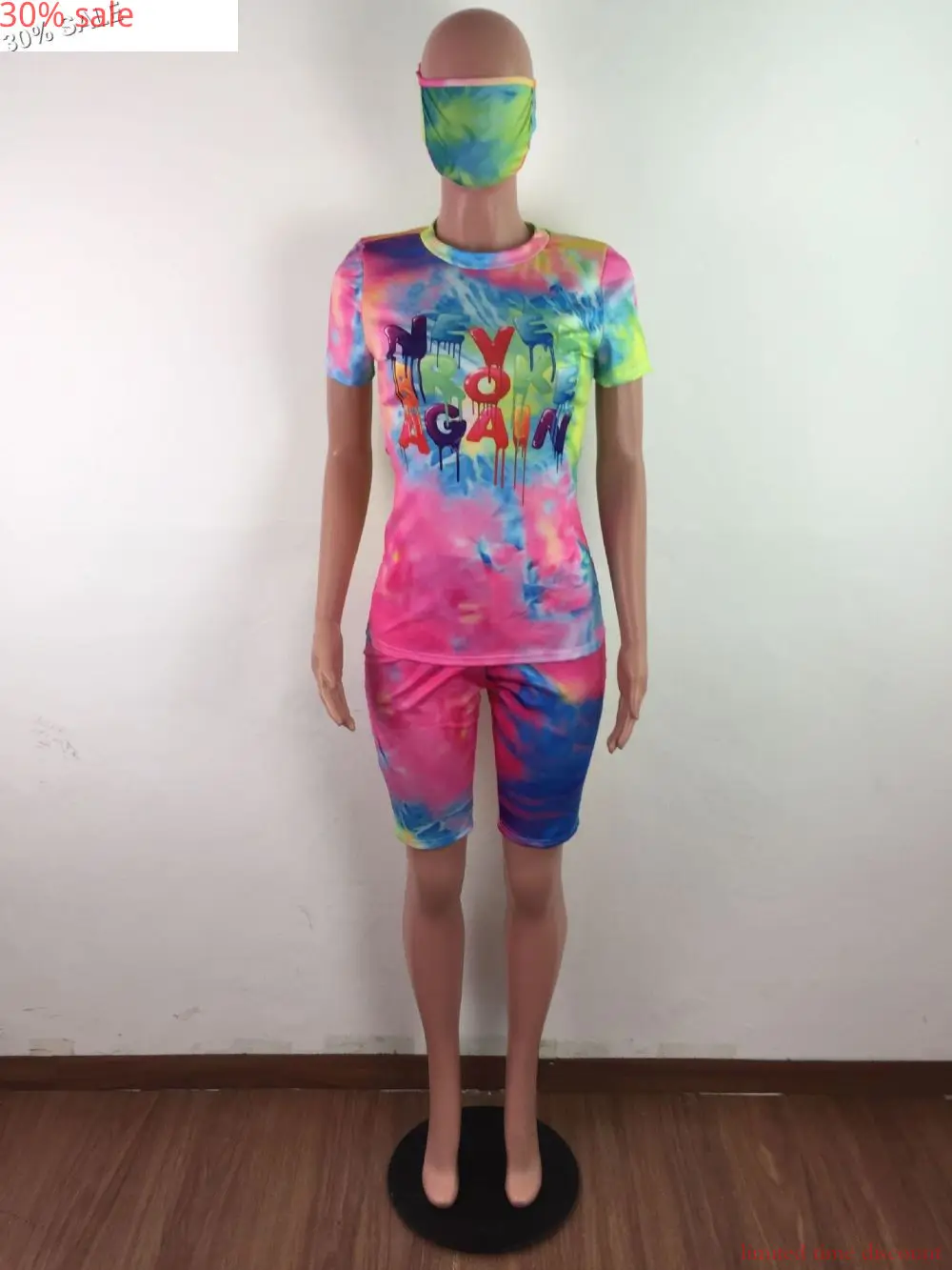  Распродажа 30% Женский комплект из 2 предметов с принтом Tye Dye + футболка топы и