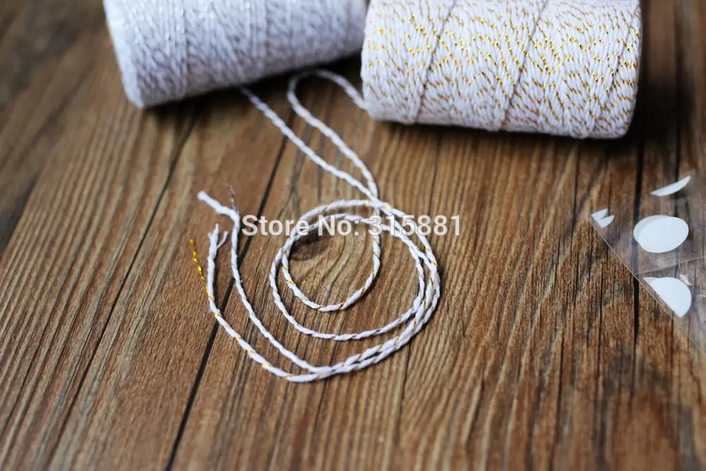 Gold and Silver Metallic Bakers Twine Spool,Wedding, Baby Shower, Rustic Decoration, Gold Gift Wrap 100M/Lot