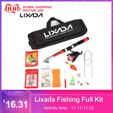 Lixada телескопическая рыболовная удочка Катушка комбо полный комплект спиннинговая катушка полюс набор рыболовные ножницы Крючки приманки рыболовные сумки комплект De Pesca