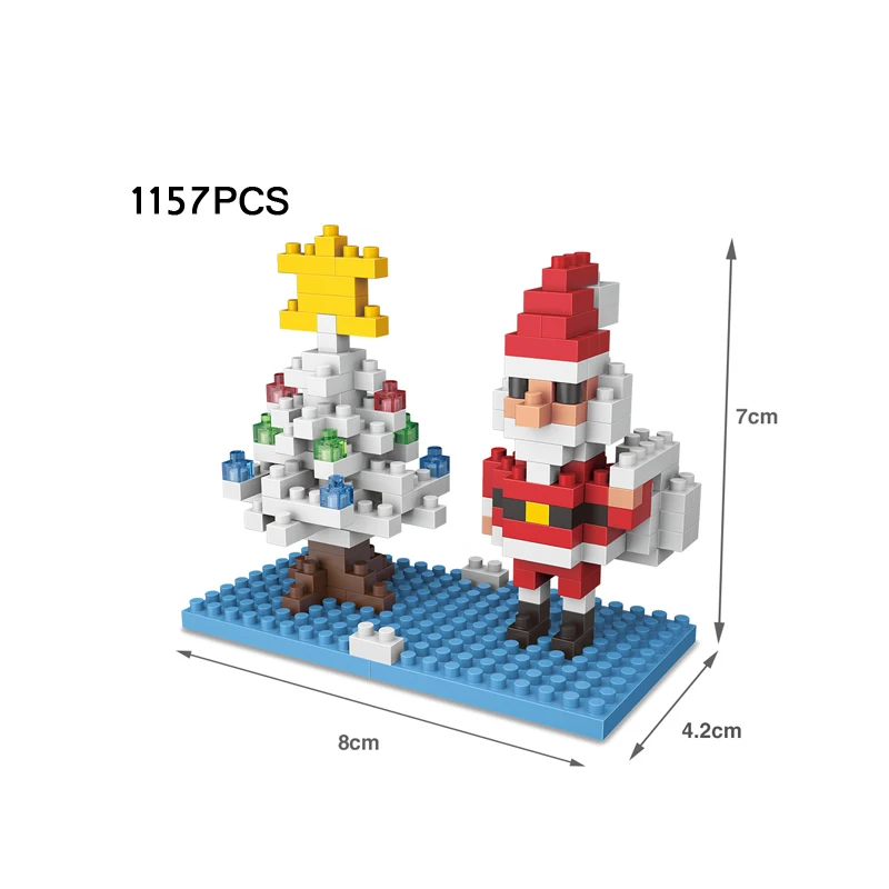 Забавный создатель, зимний Санта Клаус, снеговик, медведь, микро алмаз, строительные блоки, фигурки, нанокирпичи, Обучающие игрушки, рождественский подарок