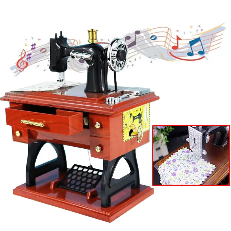 Musical Boxes Sewing Machine Retro Gift Decoration Vintage Clockwork Style ABS