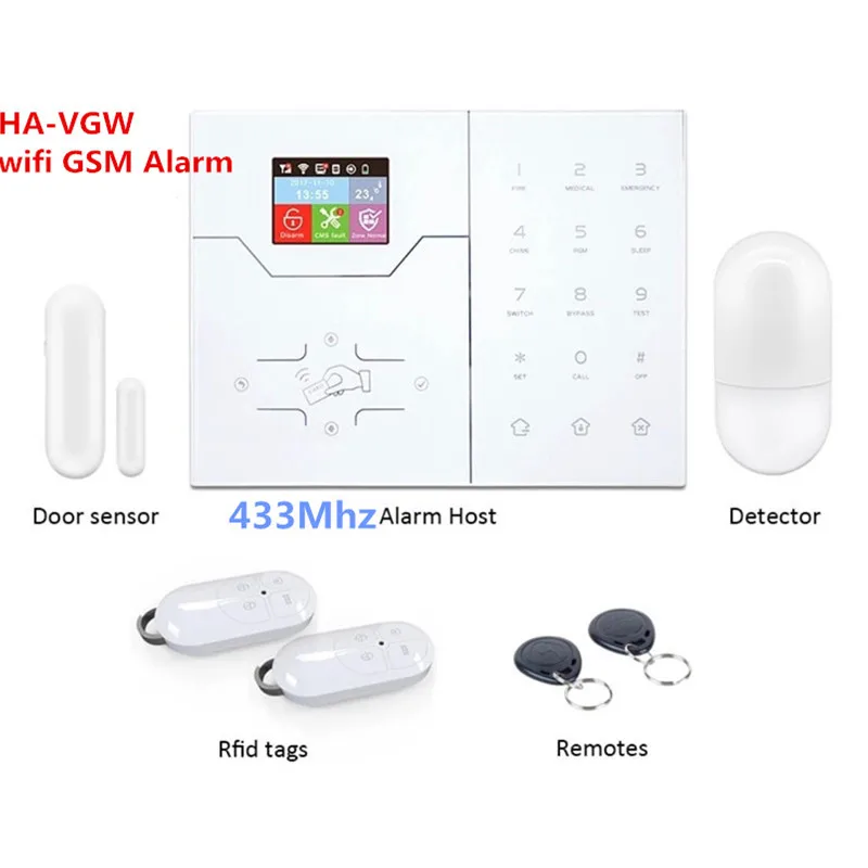New English French menu HA-VGW Wifi Alarm System GSM Alarm system Anti-thief Smart Home Burglar Alarm With Big color LCD display