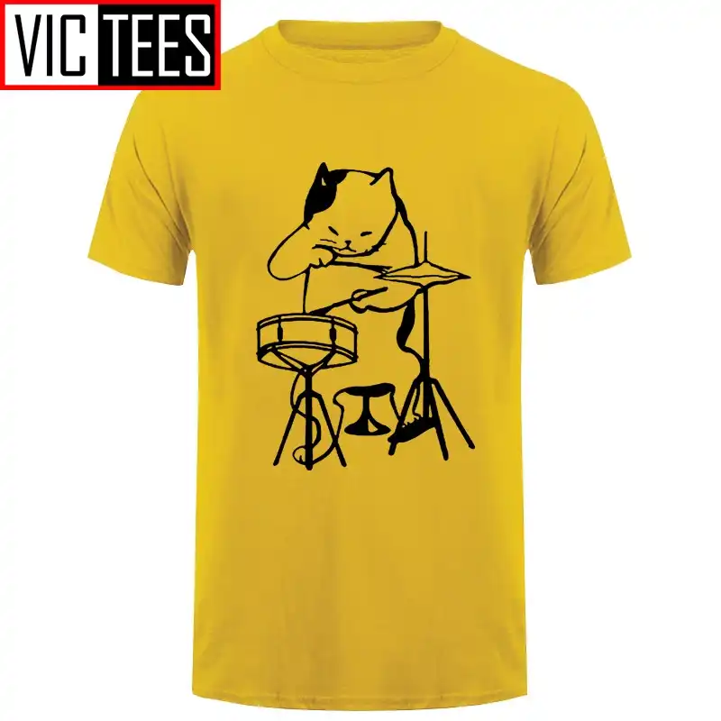 Cat playing drums t shirt Clearance
