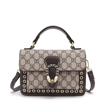 

2019 new women's small square bag retro fashion simple casual hit color shoulder messenger print bag womens bags handbags