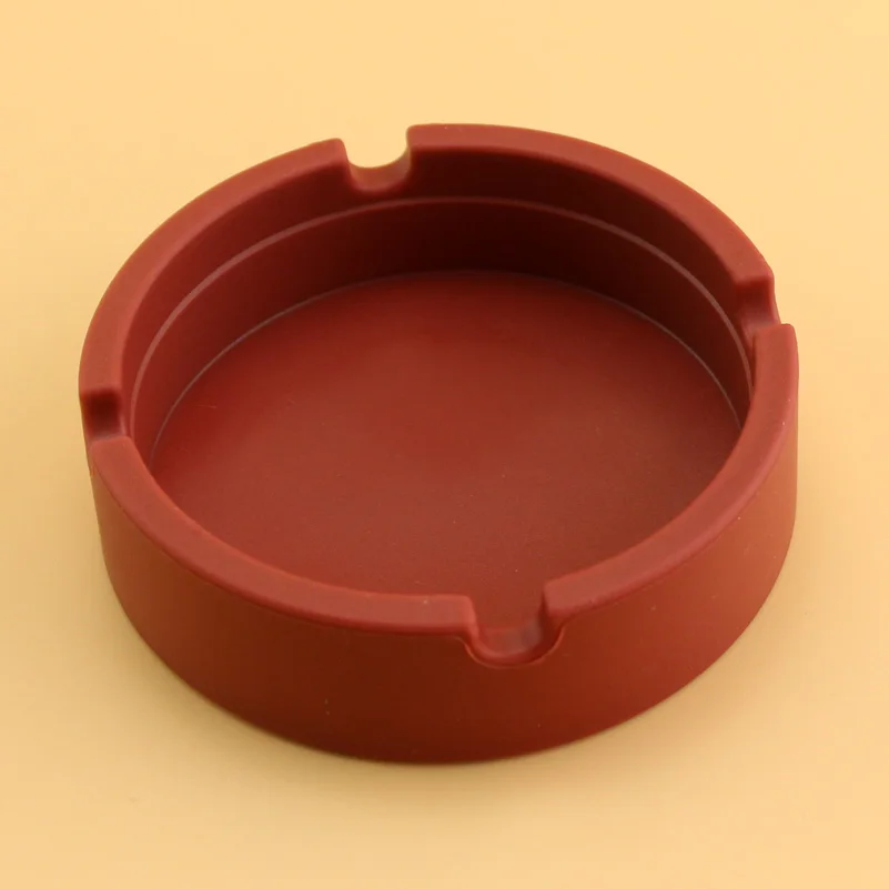 Round Brown Пепельница из силикагеля, силиконовая квадратная круглая пепельница, аксессуары для курения, разные цвета, желтый, зеленый, черный, красный, синий, коричневый - Цвет: Round Brown