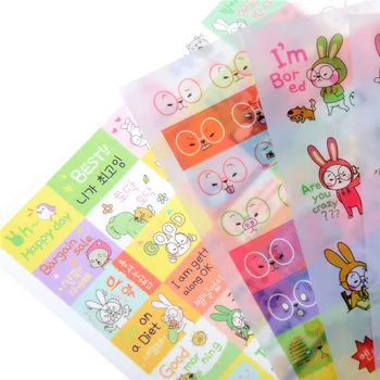 

6 Sheets Diary Scrapbook Calendar Notebook laptop sticker Rabbit Book Sticker For Label Mobile Phone Decor Girl Cartoon patter