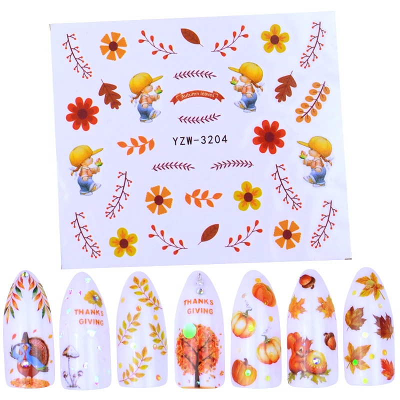 1 шт. осенняя наклейка на ногти в виде кленовых листьев|Стикеры и наклейки| |