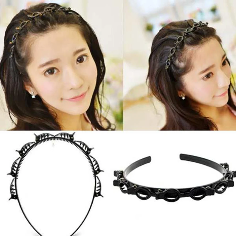 Double Bangs Hairstyle Hair Clips Hairpin Head Hoop Twist Plait Clip Front Hairclips Hair Hoop Women Headband Beauty Tool 2021 hair band for women