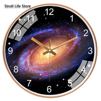 

European-Style Wall Clock Modern Silent Living Room Bedroom Creative Super Quiet Star Space Galaxy Wall Clocks Home Decor FZ825
