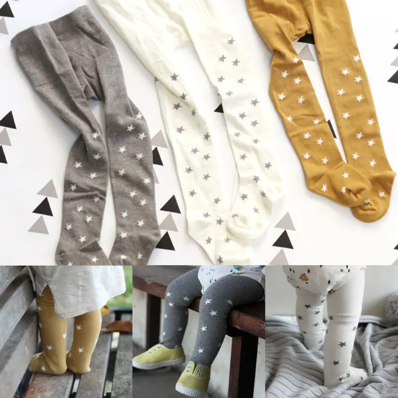 

1-6Y Autumn Winter Newborn Toddlers Kids Baby Girls Leggings Star Print Cotton Tights Thin Pantyhose Stockings