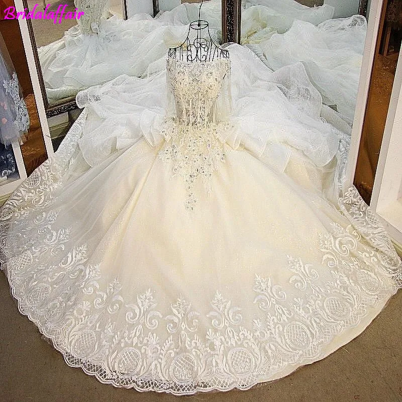 Robe de soiree свадебное платье цвета слоновой кости, высокое качество, сверкающие тюлевые кристаллы, прозрачное французское кружевное свадебное платье, бальные платья