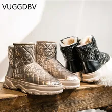 Зимние сапоги; женская зимняя водонепроницаемая обувь на меху; Новинка года; бархатная теплая хлопковая обувь; меховые сапоги