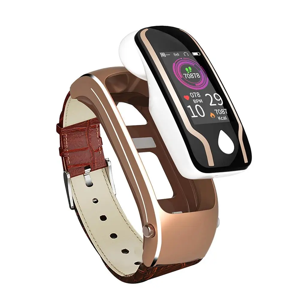 Brown Y9 умный браслет Bluetooth гарнитура комбо вызова сердечного ритма спортивные Шаг Многофункциональный Водонепроницаемый разговор браслет 2-в-1 браслет - Цвет: Brown