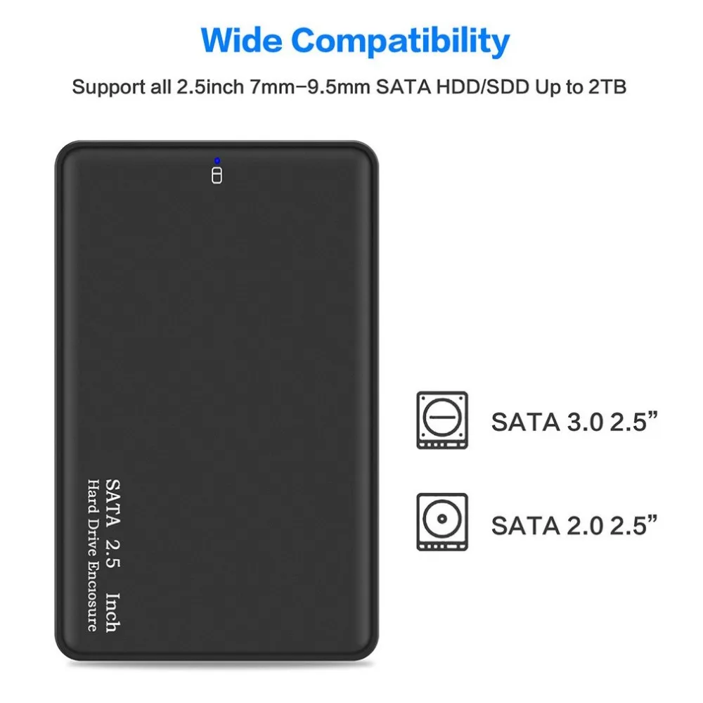 2,5 дюймов HDD SSD чехол Sata для USB 3,0 адаптер 5 Гбит/с Жесткий диск чехол корпус Поддержка 2 ТБ HDD диск для WIndows Mac OS