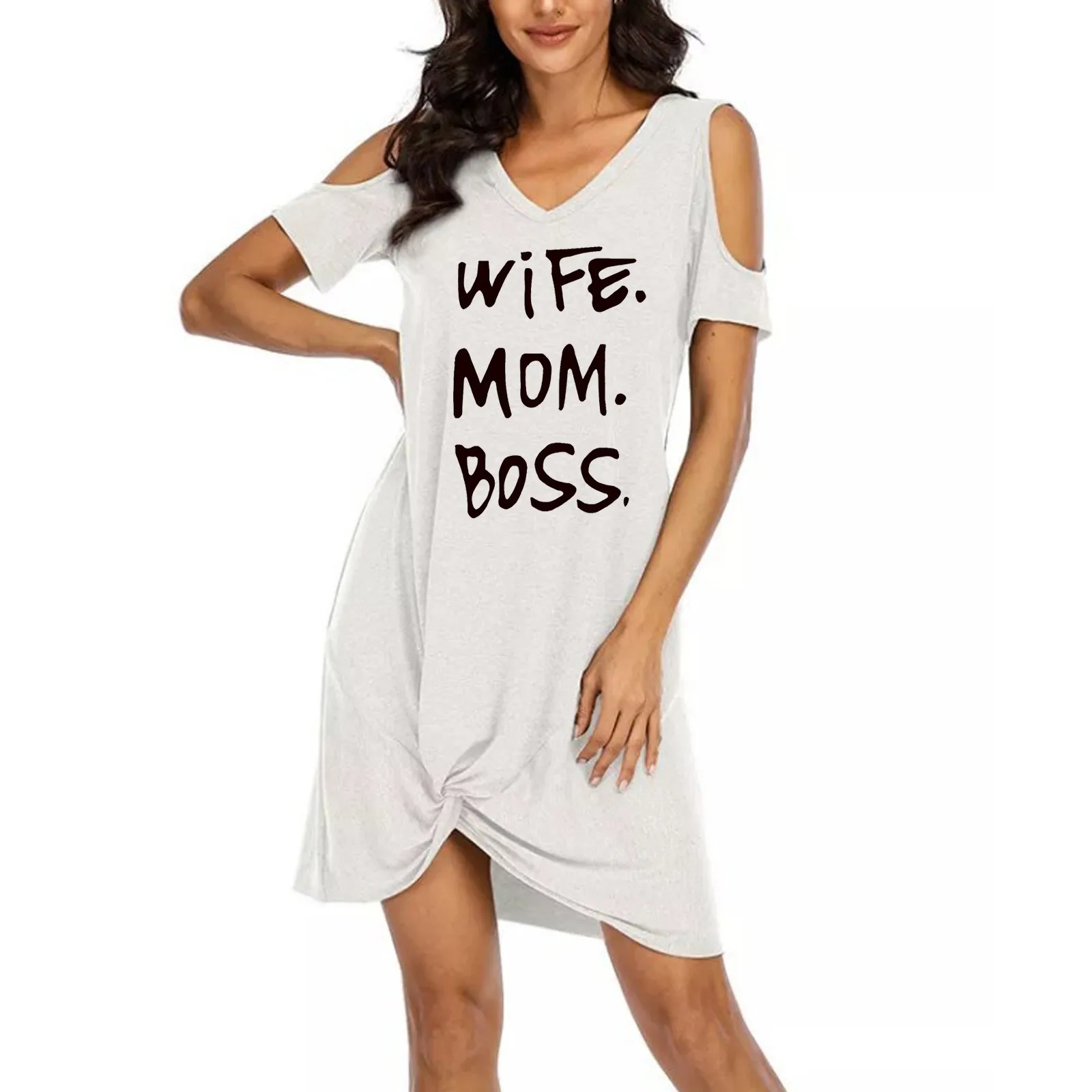 Dresses For Women Casual Women's Fashion Strapless Tie The Knot V-Neck Short Sleeves Leisure Dress vestidos mujer verano 2021 | Женская