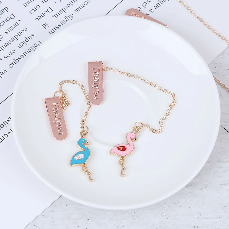 1 шт. Kawaii Фламинго металлическая Закладка для книги милые закладки с животными