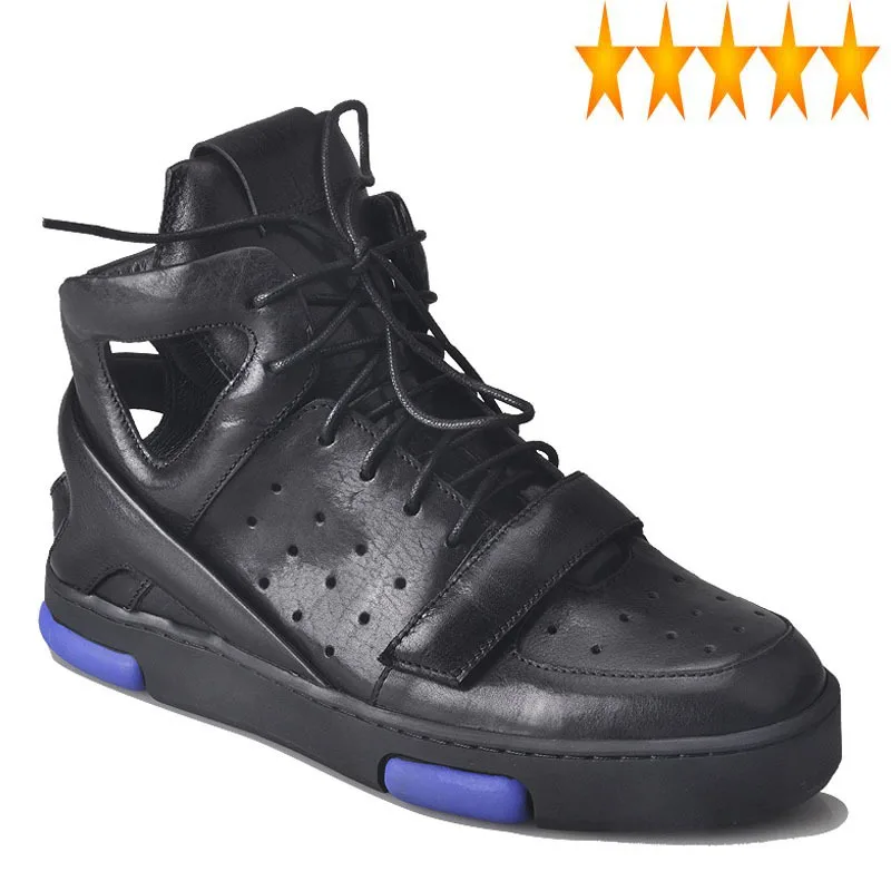 

Brand Summer Casual Men Genuine Leather Breathable Hollow Out Rome Shoes Fashion Lace Up Platform Gladiator Sandals Male