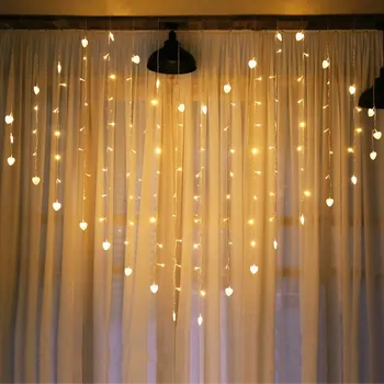 

Heart Shape Curtain Lights 8 Modes IP65 Waterproof Twinkle String Lights Home Decor Lights Wedding Valentine TV Backdrop Wall