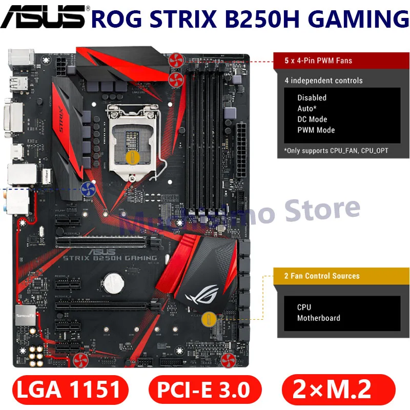 Motherboard Asus Rog Strix B250h Gaming Lga1151 7th 6th Generation Core I7 I5 I3 Pentium Celeron Ddr4 M 2 B250 Atx Usb 3 1 Used Aliexpress Computer Office