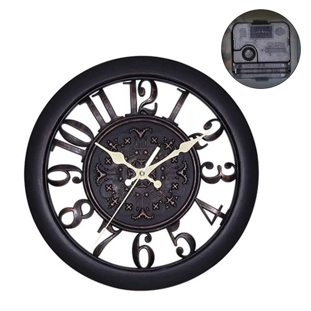 11 дюймов кварцевые круглые Настенные часы легко установить Винтажный стиль Античный Декоративный указатель цифровой офис Ретро дом гостиная