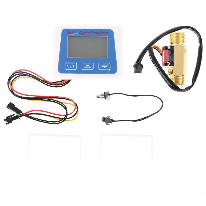 

Digital LCD Water Flow Sensor Meter Flowmeter Rotameter Temperature Time Record with G1/2 Flow Sensor