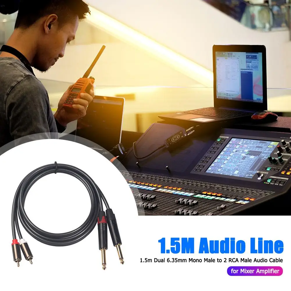 1.5m/4.9ft  6.35mm 1/4    RCA    ̺ ڵ ũ  ī Ŀ 
