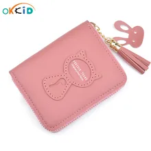 Женский короткий кожаный кошелек, женские кошельки и кошельки, милый кошелек с кошкой, маленький тонкий кошелек, портмоне, держатель для карт, подарок для девочки