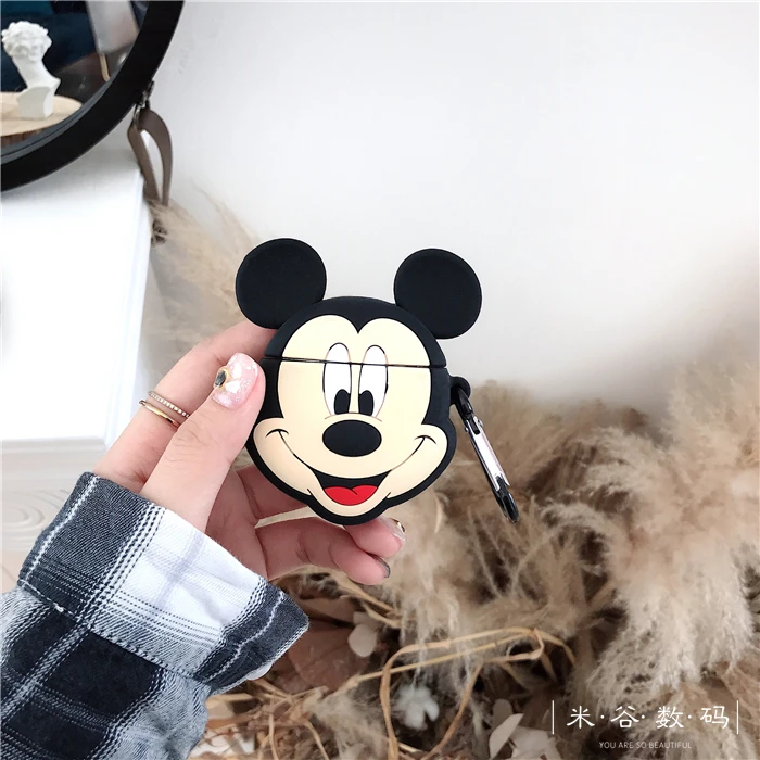 Super cute 3D Stitch cartoon silicone protection ring lanyard Wireless Earphone Charging case for AirPods 1 2 Bluetooth cover