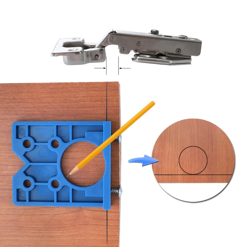 

1* Drill + 1* Drilling Jig For 35mm Concealed Hinges Hinge Drilling Tool Useful