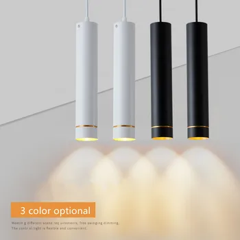 조도 조절식 LED COB 펜던트 조명, 긴 튜브 램프, 주방 식당 바 장식 코드 램프, 배경 조명, AC85-265V, 9W, 12W