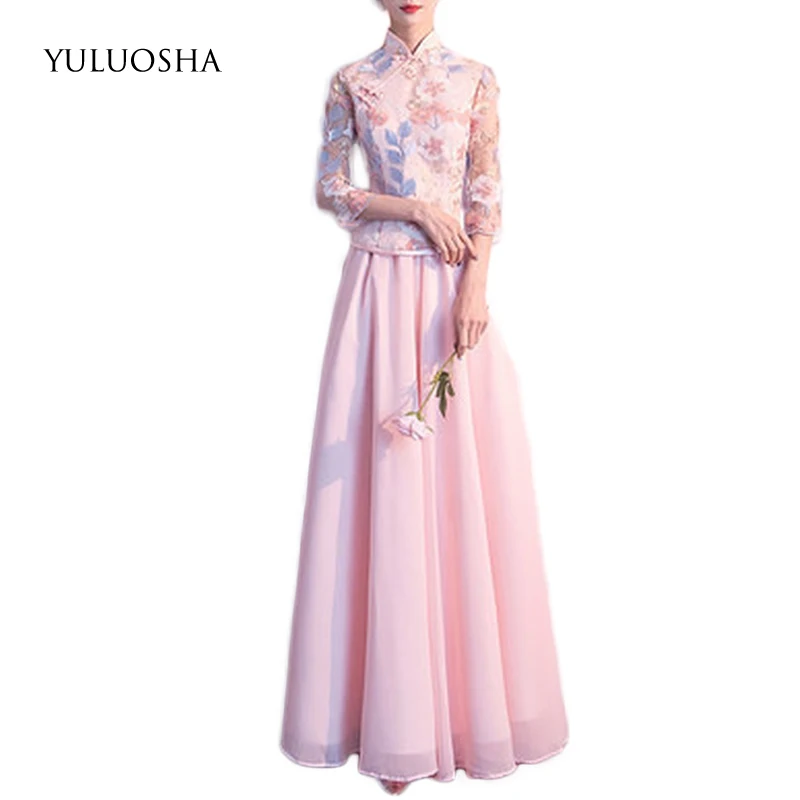 

YULUOSHA Burgundy Bridesmaid Dresses Pink Wedding Guest Dress Lace Appliques Dress for Wedding Party Vestido Largo Sirena