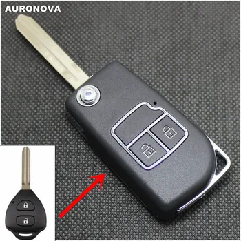 

AURONOVA New Upgrade Folding Key Shell for Toyota Corolla Rav4 Reiz Key Replacement 2 Buttons Remote Car Key Case