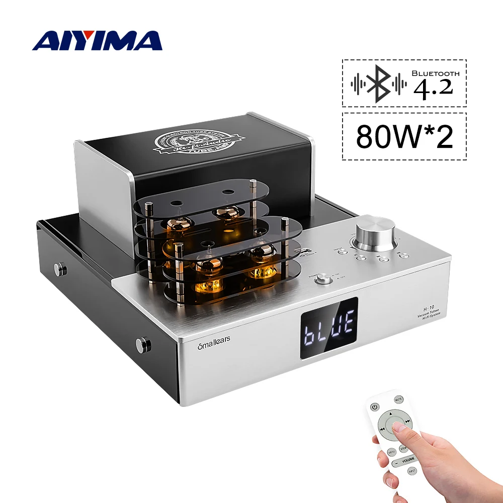 AIYIMA 6P1 6N2 вакуумный ламповый предусилитель усилитель 80Wx2 Bluetooth 4,2 усилитель звука стерео цифровой аудио усилитель