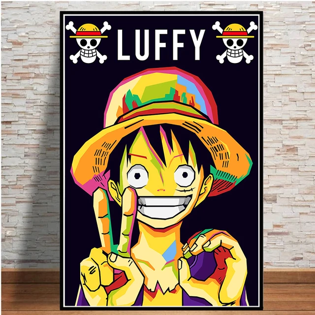 Quadro decorativo Luffy One Piece Anime Desenho arte para sala quarto