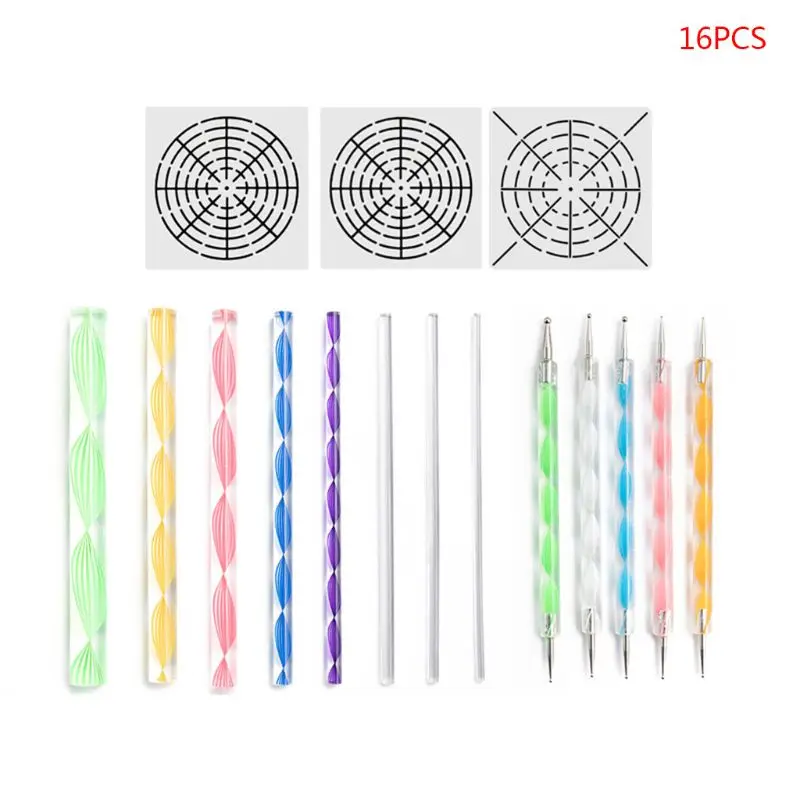 Mandala Dotting Tools 16pcs/set Kit for Painting Rock Stone Pottery Rod Stencil mandala dotting tools