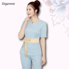 Special Offers Summer blue short sleeve Beauty Uniform women Work clothing hotel Waiter work clothes Sauna foot bath Uniforms SPA Uniforms Special Offers Summer blue short sleeve Beauty Uniform women Work clothing hotel Waiter work clothes Sauna foot bath Uniforms SPA Uniforms